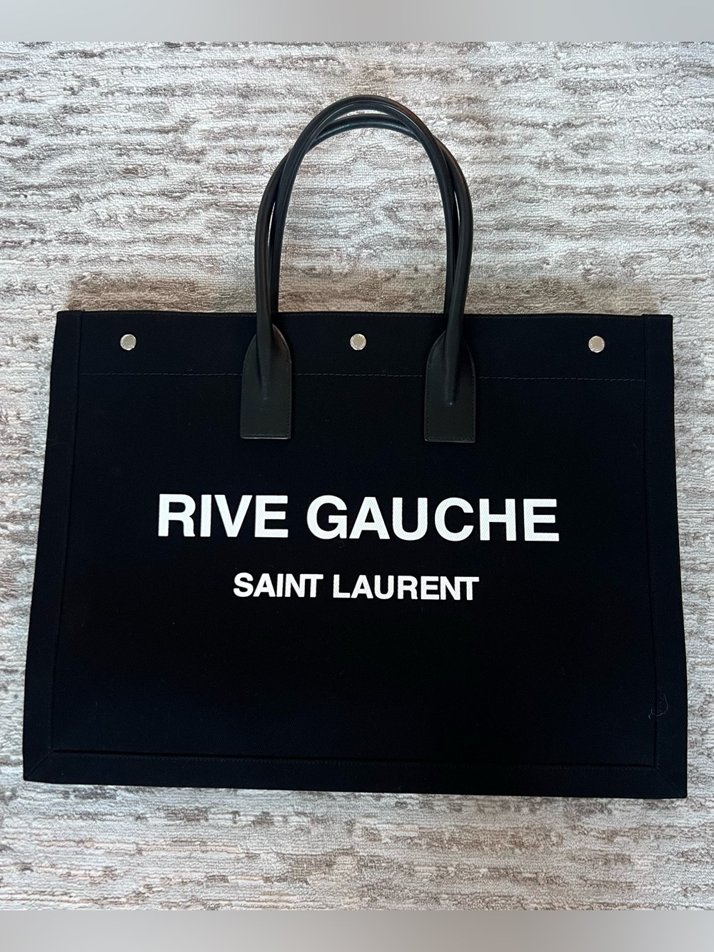 Saint Laurent Black Rive Gauche Canvas Tote